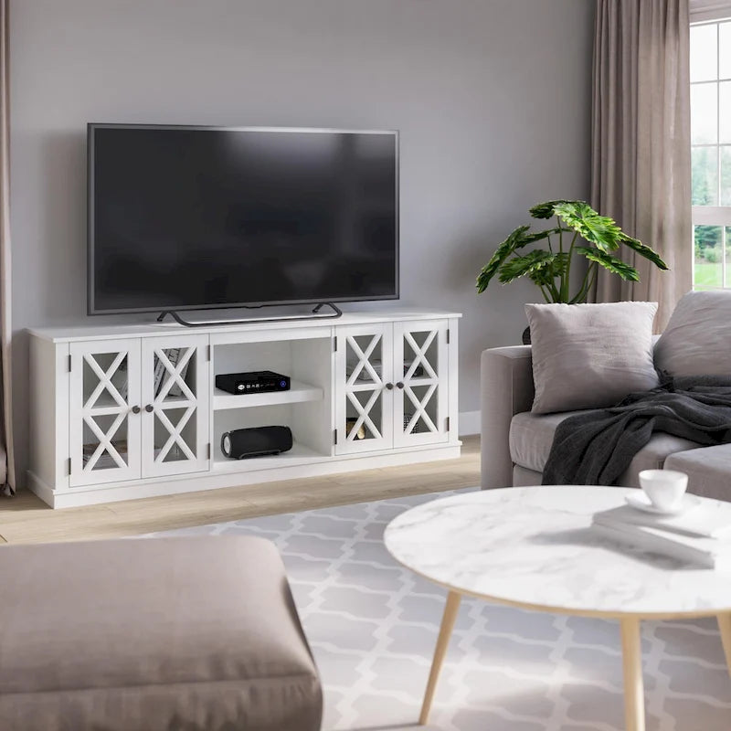 Modern Farmhouse TV Stand for TVs up to 80 - White