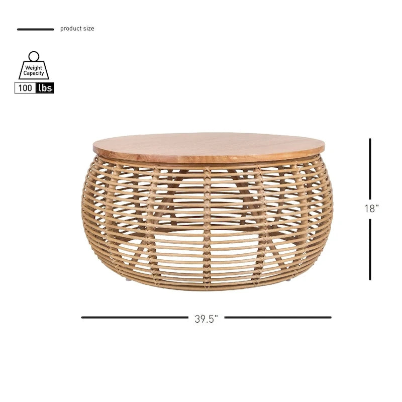 The Curated Nomad Doolittle Round Rattan Coffee Table