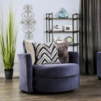 Slaren Transitional Navy Microfiber Padded 2-Piece Sectional and Chair Set by Furniture of America