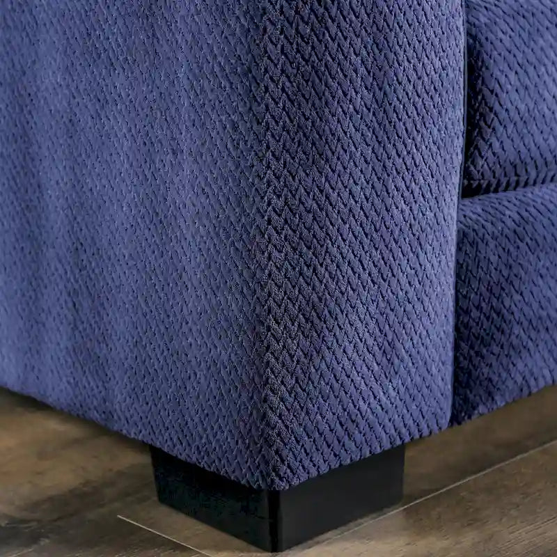 Slaren Transitional Navy Microfiber Padded 2-Piece Sectional and Chair Set by Furniture of America