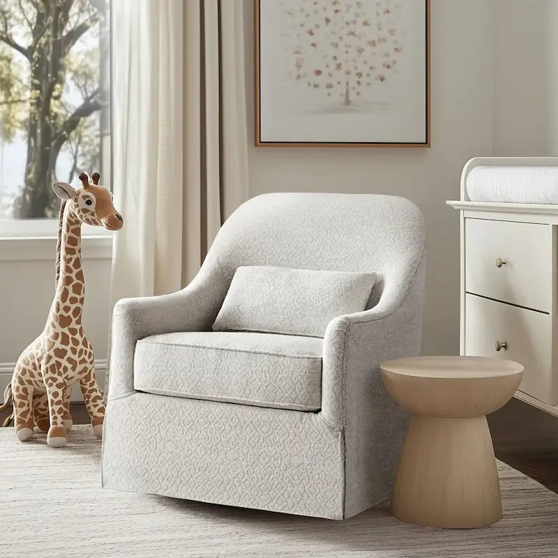 Madison Park Doane Ivory/Black 360 degree Swivel Glider Chair