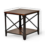 Steve Silver Fischer Solid Wood and Iron Rustic Square Side Table