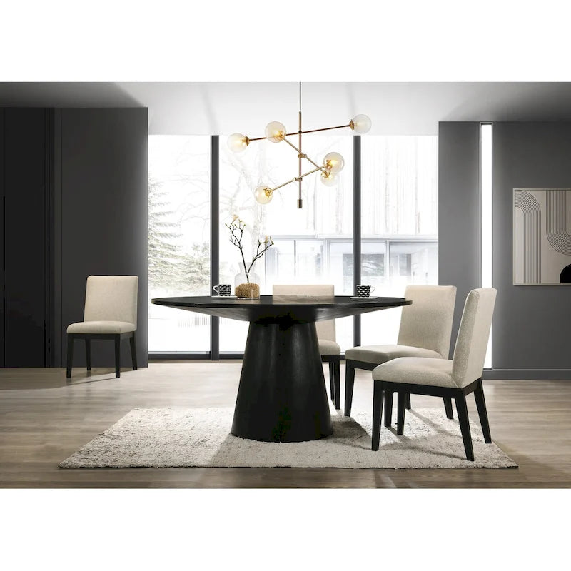 Alpine Furniture Cove 59 Round Dining Table, Vintage Black
