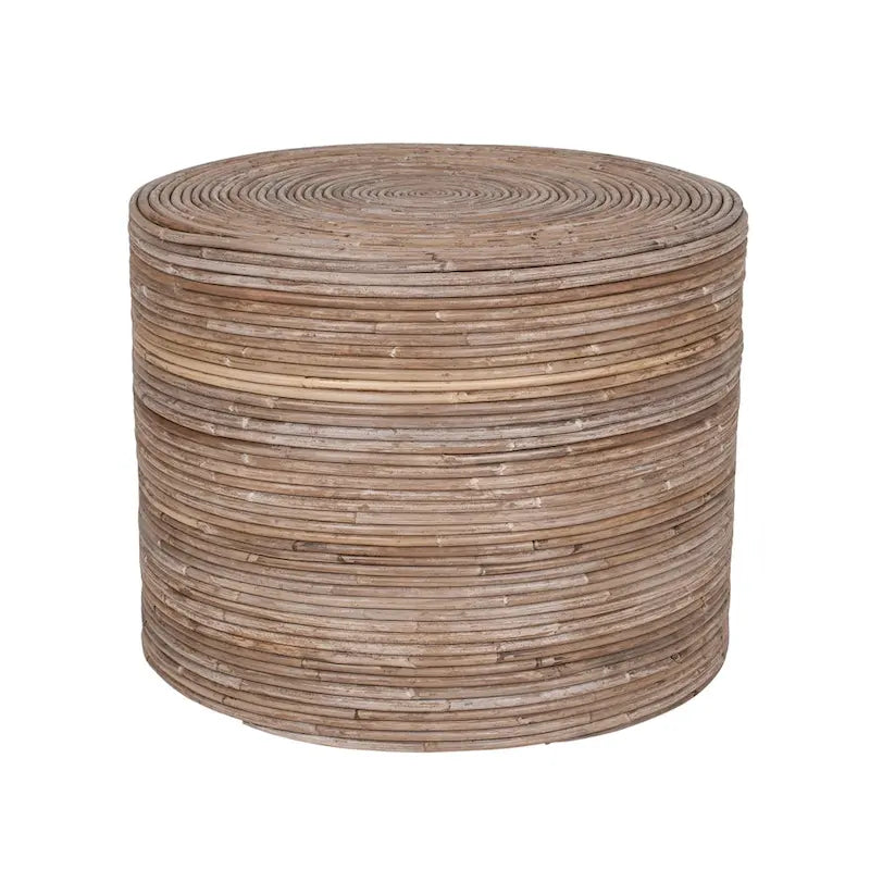 Natural Round Rattan Ottoman Stool by East at Main - 19x19x14.2
