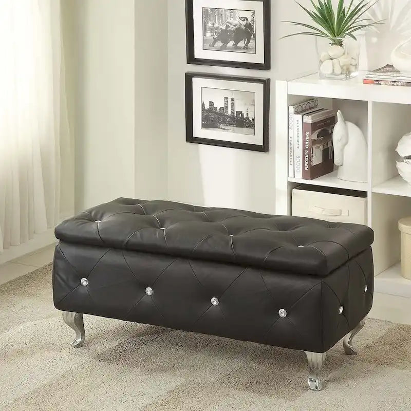 Upholstered Tufted Storage Bench