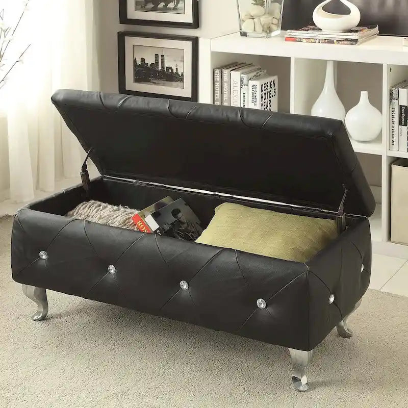 Upholstered Tufted Storage Bench