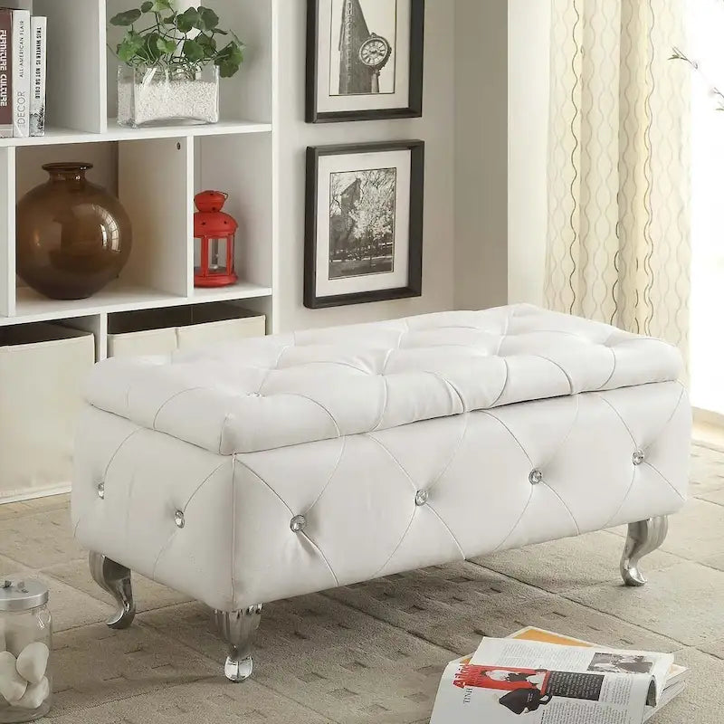 Upholstered Tufted Storage Bench