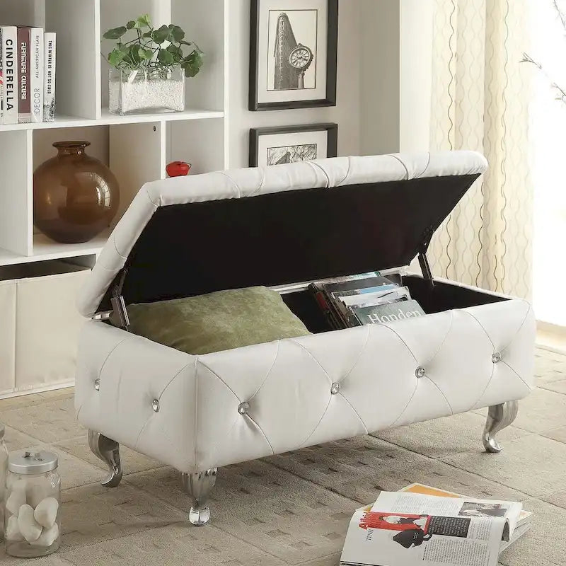 Upholstered Tufted Storage Bench