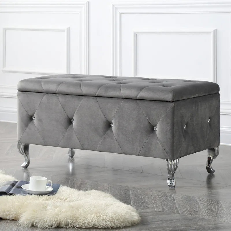 Upholstered Tufted Storage Bench