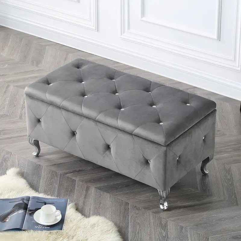 Upholstered Tufted Storage Bench