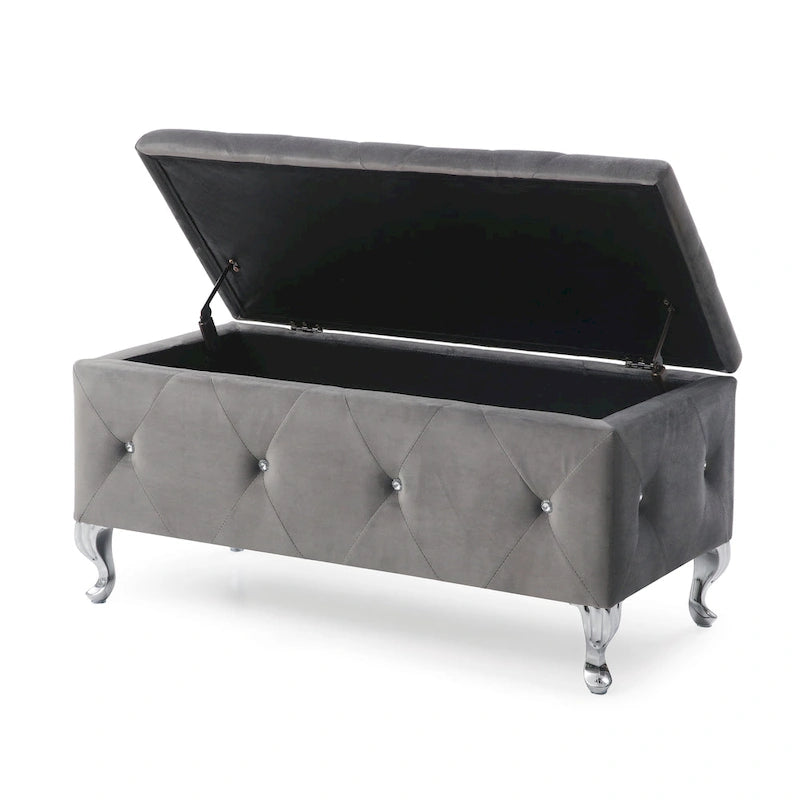 Upholstered Tufted Storage Bench