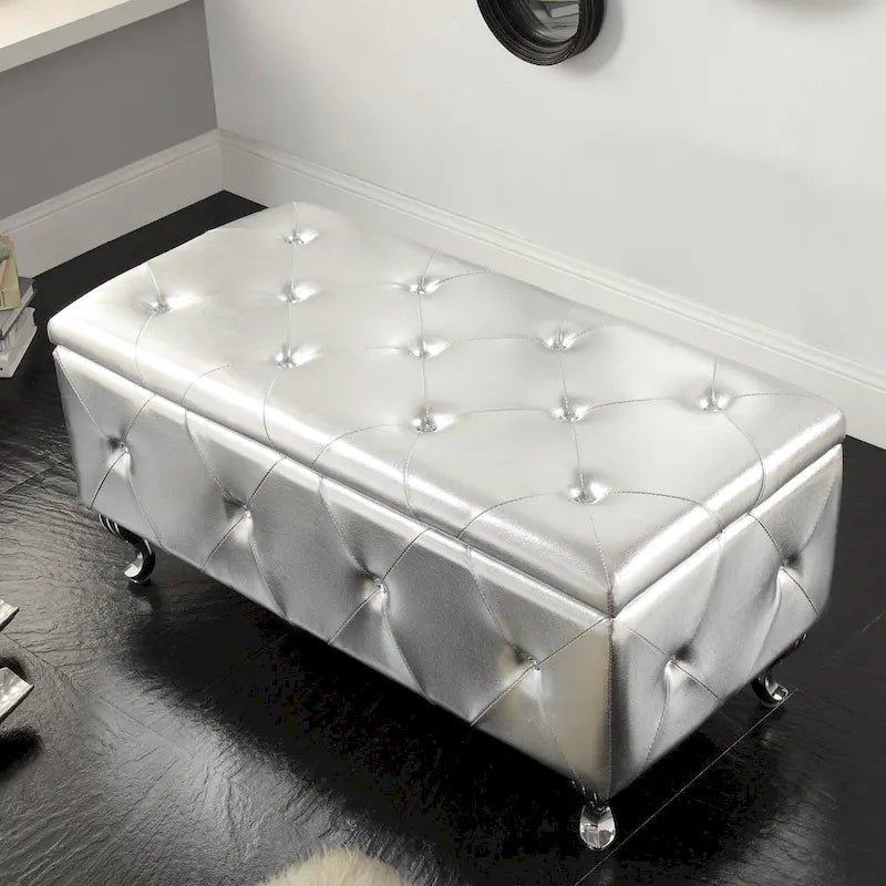 Upholstered Tufted Storage Bench