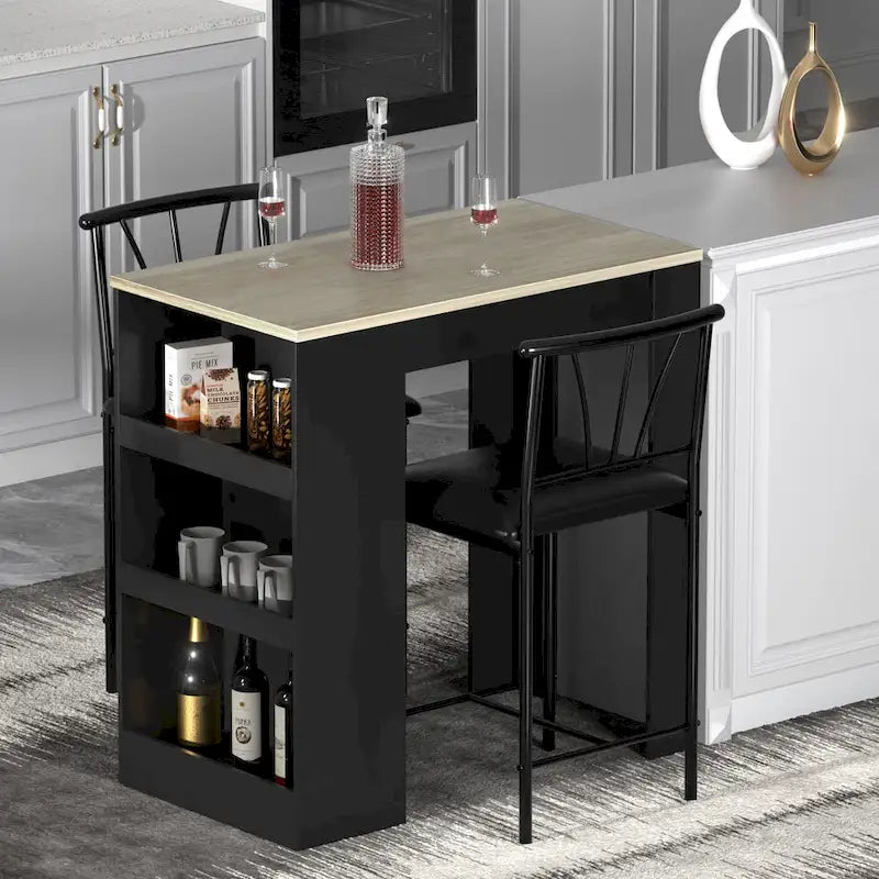 3-Piece Dining Table Set, Counter Height Dining Table Set for 2, Compact Kitchen Table Set