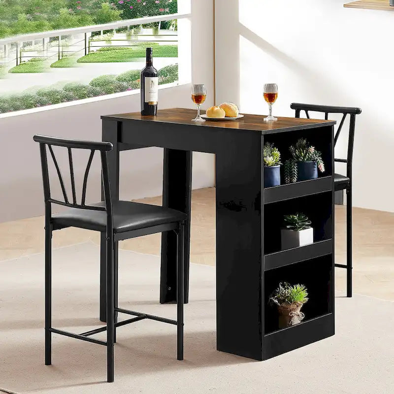 3-Piece Dining Table Set, Counter Height Dining Table Set for 2, Compact Kitchen Table Set
