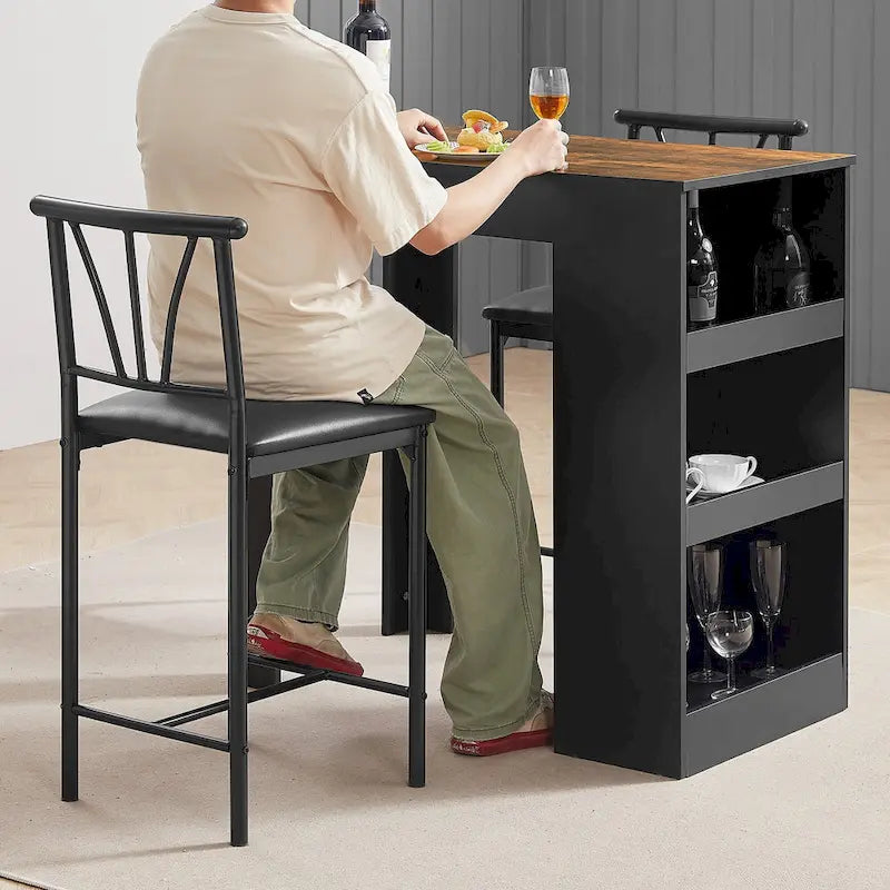 3-Piece Dining Table Set, Counter Height Dining Table Set for 2, Compact Kitchen Table Set