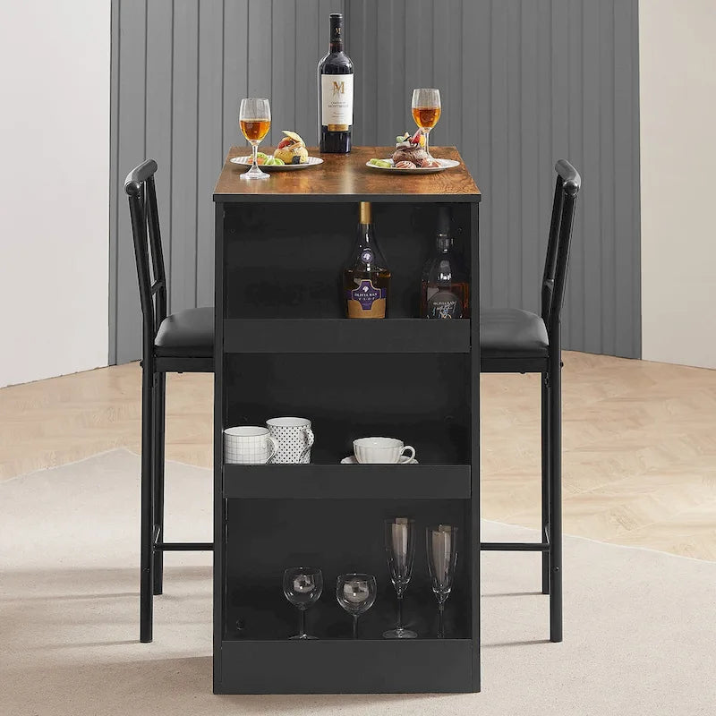 3-Piece Dining Table Set, Counter Height Dining Table Set for 2, Compact Kitchen Table Set