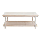Carolina Living Chesterfield Wood & Cane Coffee Table - Whitewash