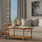 Carolina Living Chesterfield Wood & Cane Coffee Table - Whitewash