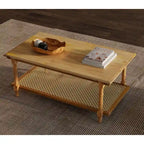 Carolina Living Chesterfield Wood & Cane Coffee Table - Whitewash
