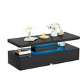 Modern Stylish Coffee Table with 16 Colors LED Lights, Double-Layer Design for Living Room