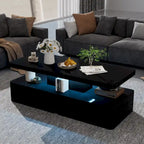 Modern Stylish Coffee Table with 16 Colors LED Lights, Double-Layer Design for Living Room