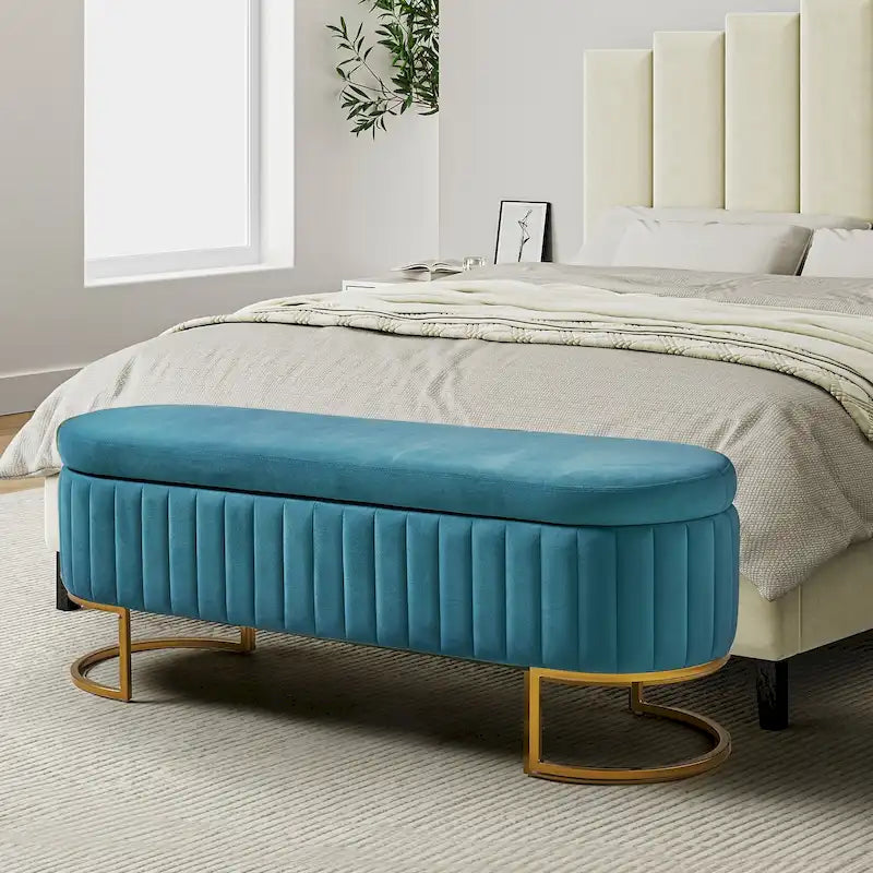 David Modern Upholstered Flip Top Storage Bench with Ottoman by HULALA HOME
