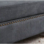 4 Seater L Shaped Reversible Nailed Sectional Sofa with Storage Ottoman