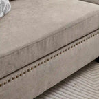4 Seater L Shaped Reversible Nailed Sectional Sofa with Storage Ottoman
