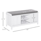 HOMCOM Entryway Shoe Bench Storage Ottoman with Adjustable Shelving, 6 Compartments, and Padded Seat, White/Grey
