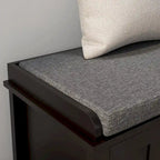 HOMCOM Entryway Shoe Bench Storage Ottoman with Adjustable Shelving, 6 Compartments, and Padded Seat, White/Grey