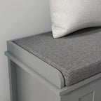 HOMCOM Entryway Shoe Bench Storage Ottoman with Adjustable Shelving, 6 Compartments, and Padded Seat, White/Grey