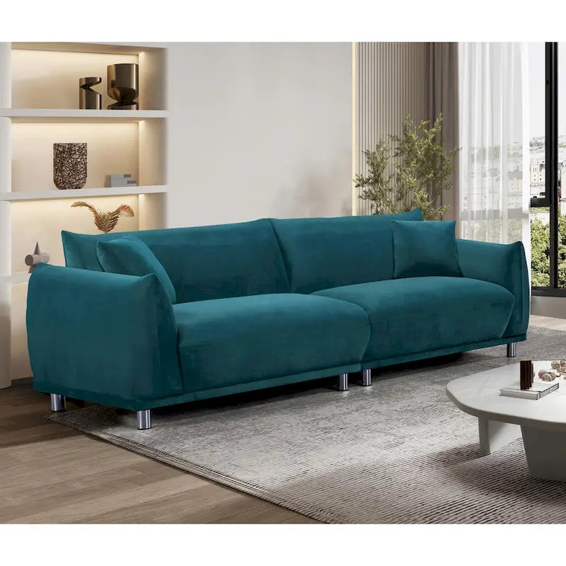 US Pride Furniture 88.2W Metal-Legs Velvet Fabirc Foam Sofa