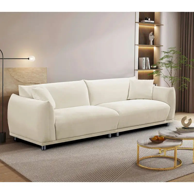 US Pride Furniture 88.2W Metal-Legs Velvet Fabirc Foam Sofa