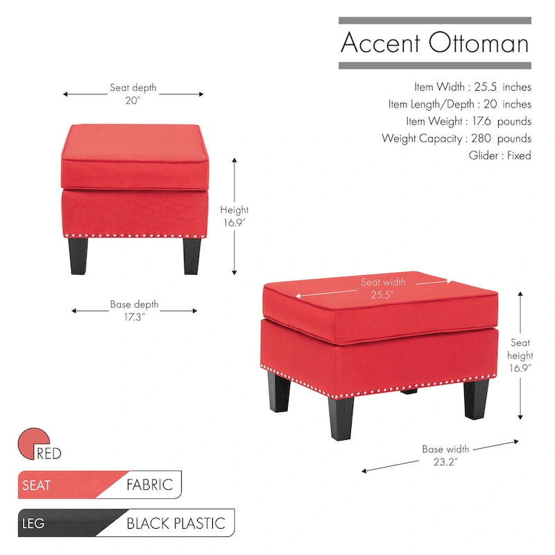 Porthos Home Yule Fabric Accent Ottoman Footstool
