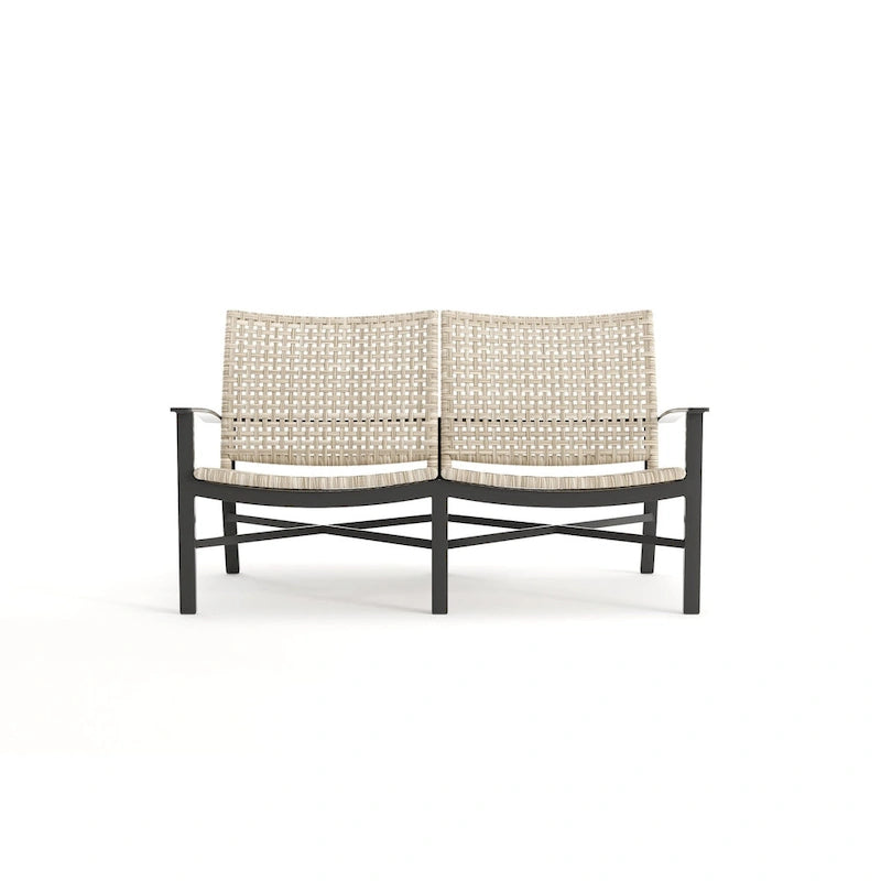 Winston Jasper Textured Pewter with Beechwood Weave Loveseat