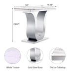 50 inch Luxury Console Table Rectangle Living Room White Sofa Entryway Table with Stainless Steel U Base