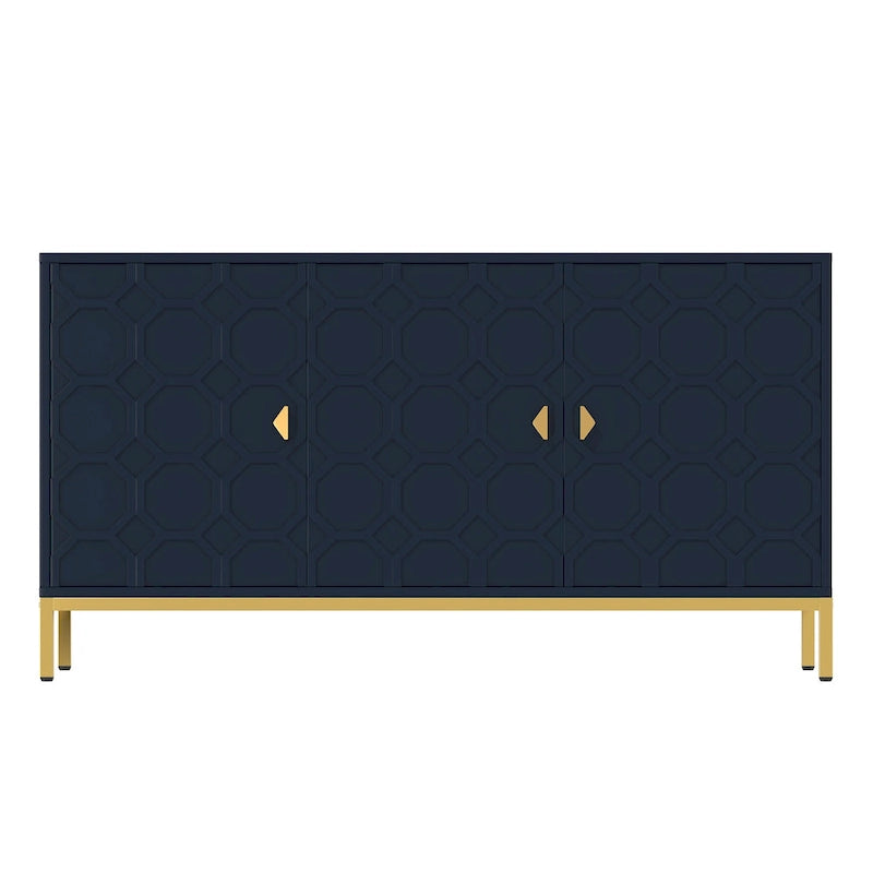 Clihome 3 Door Glossy Media Storage Sideboard Accent Cabinet