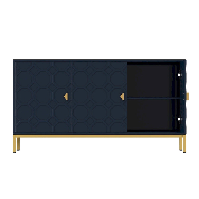 Clihome 3 Door Glossy Media Storage Sideboard Accent Cabinet