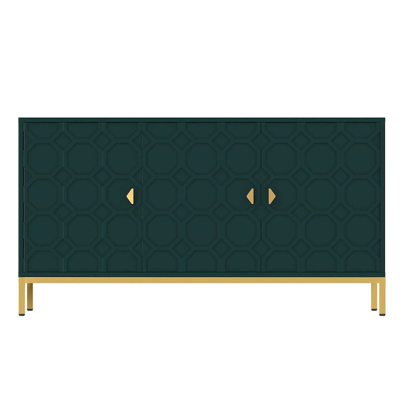 Clihome 3 Door Glossy Media Storage Sideboard Accent Cabinet