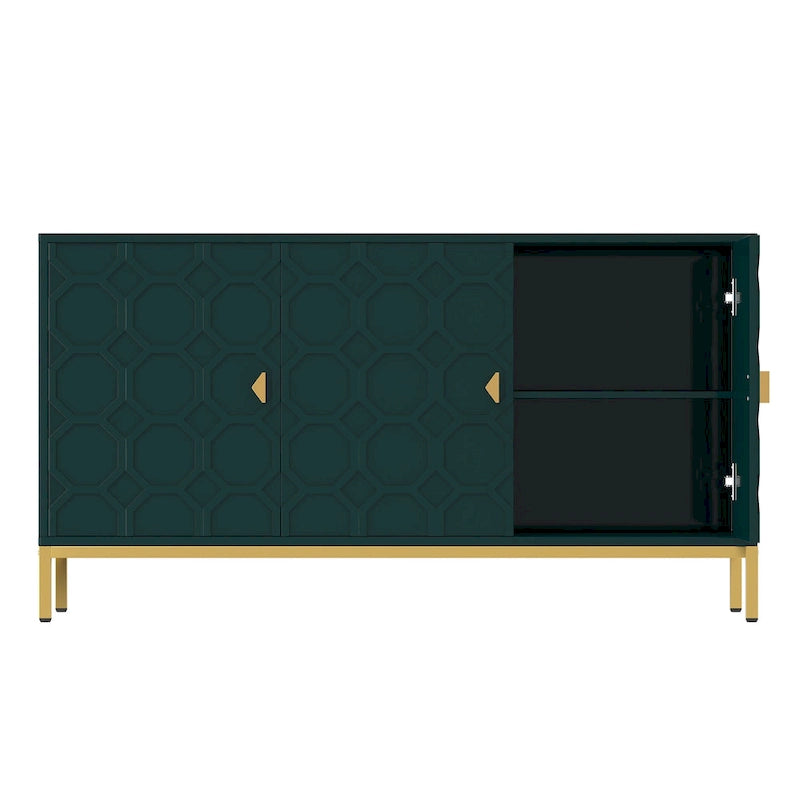 Clihome 3 Door Glossy Media Storage Sideboard Accent Cabinet