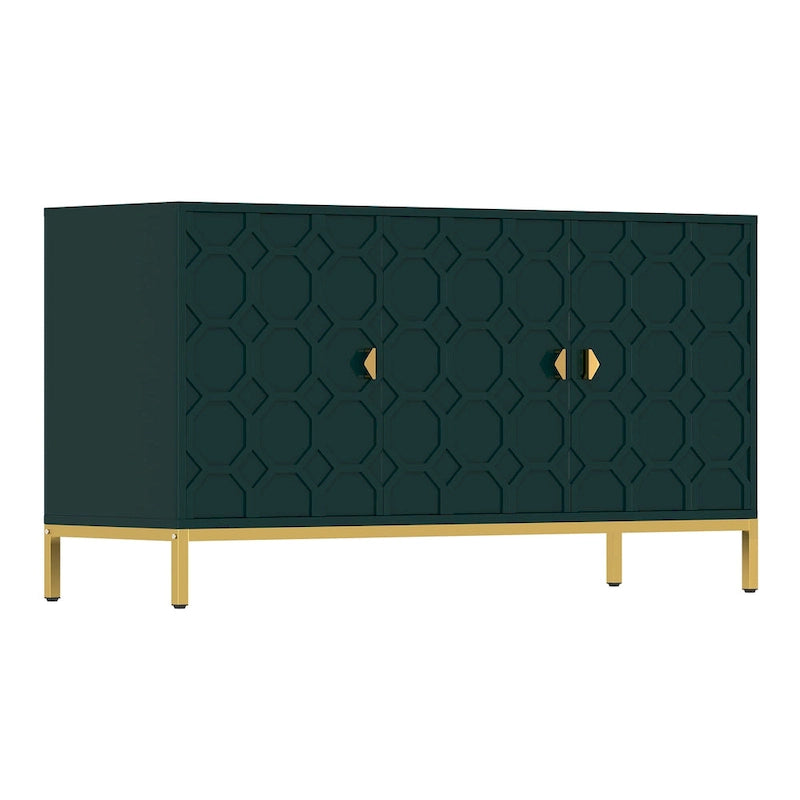 Clihome 3 Door Glossy Media Storage Sideboard Accent Cabinet