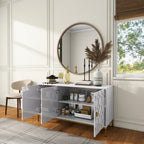 Clihome 3 Door Glossy Media Storage Sideboard Accent Cabinet