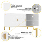 Clihome 3 Door Glossy Media Storage Sideboard Accent Cabinet
