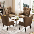 HUIMO High-back Accent Chair Modern Wing Back Chair-Faux Leather