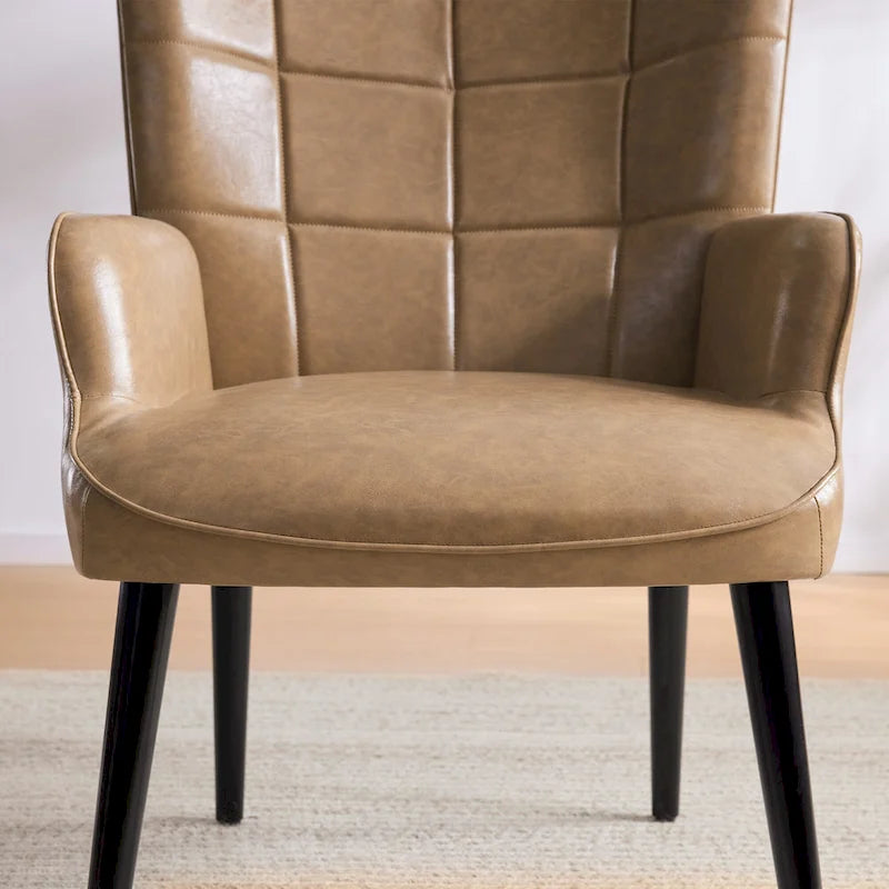 HUIMO High-back Accent Chair Modern Wing Back Chair-Faux Leather