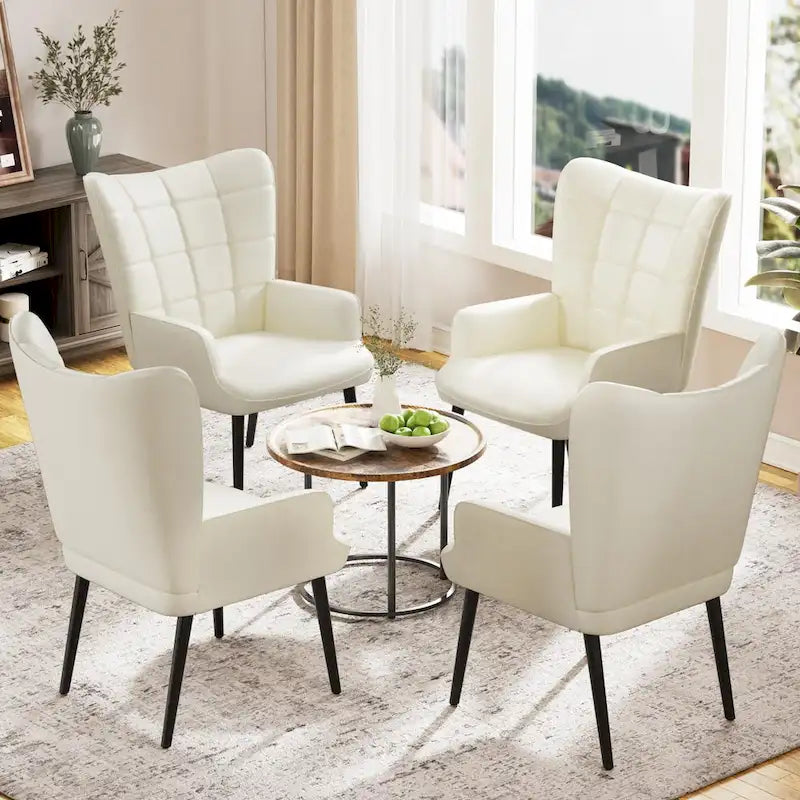 HUIMO High-back Accent Chair Modern Wing Back Chair-Faux Leather