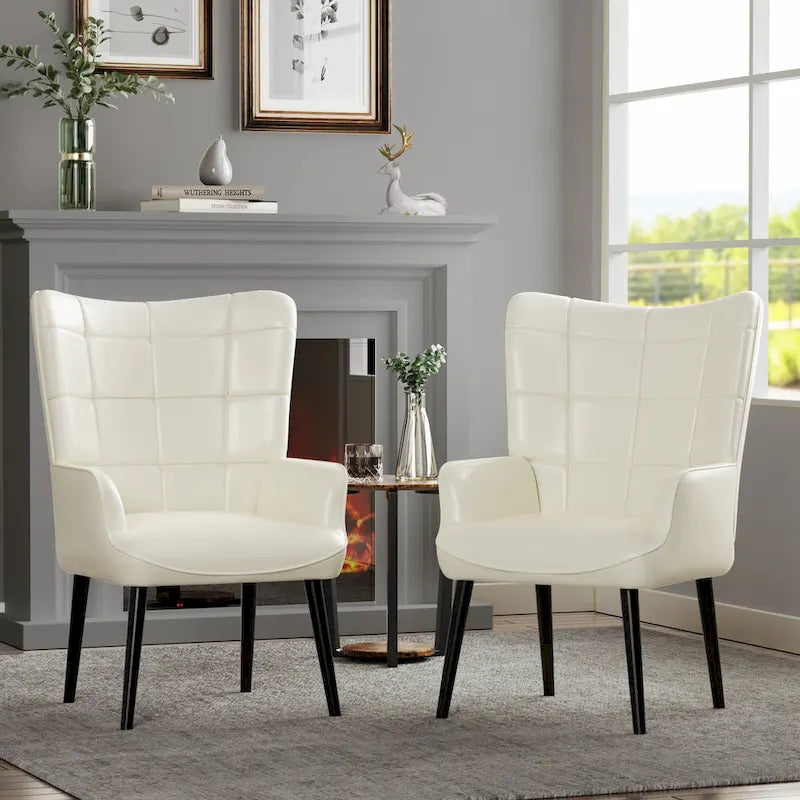 HUIMO High-back Accent Chair Modern Wing Back Chair-Faux Leather