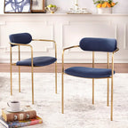 Simple Living Retro Velvet Dining Arm Chair (Set of 2)