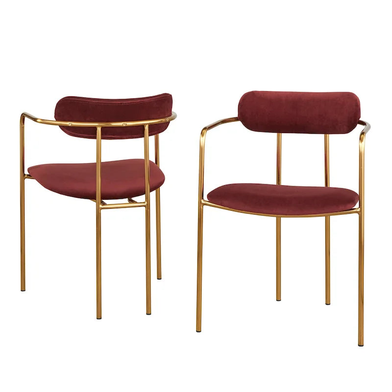 Simple Living Retro Velvet Dining Arm Chair (Set of 2)