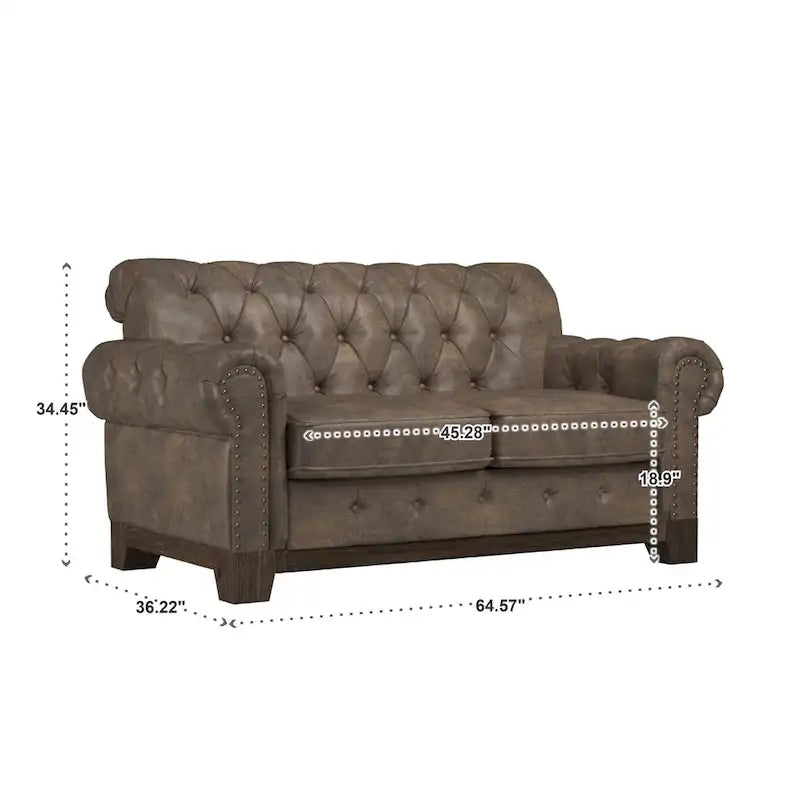 Greenwich Tufted Rolled Arm Nailhead Chesterfield Loveseat by iNSPIRE Q Artisan